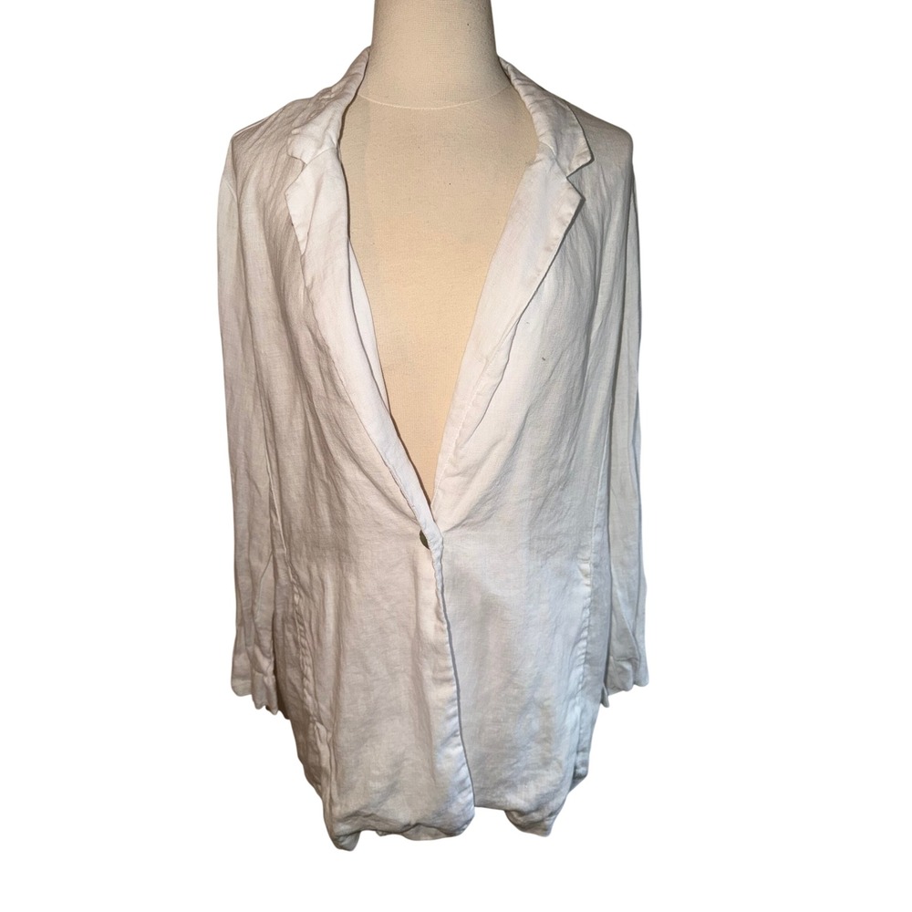 Christian Siriano New‎ York Womens White 100% Linen Single Button Blazer Size L